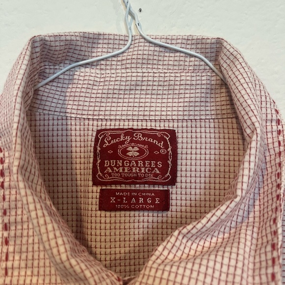 Lucky Brand Shirt Men’s XL Red Check Pearl Snap Classic Fit Cotton Western‎ EUC - Picture 2 of 5